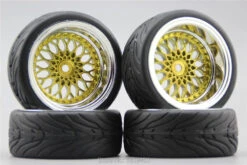 BBS GOLD CHROME 4pcs 1/10 RC Soft Rubber On Road 6mm / 9mm Offset Tamiya Etc.