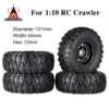 4PCS 2.2 Inch Rubber Tyres & Titanium Gray/Black Metal Beadlock Wheel Rim For 1:10 Axial SCX10 Traxxas TRX-4 RC Crawler RC Car