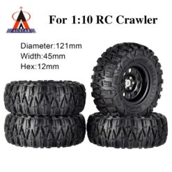 4PCS 2.2 Inch Rubber Tyres & Titanium Gray/Black Metal Beadlock Wheel Rim For 1:10 Axial SCX10 Traxxas TRX-4 RC Crawler RC Car