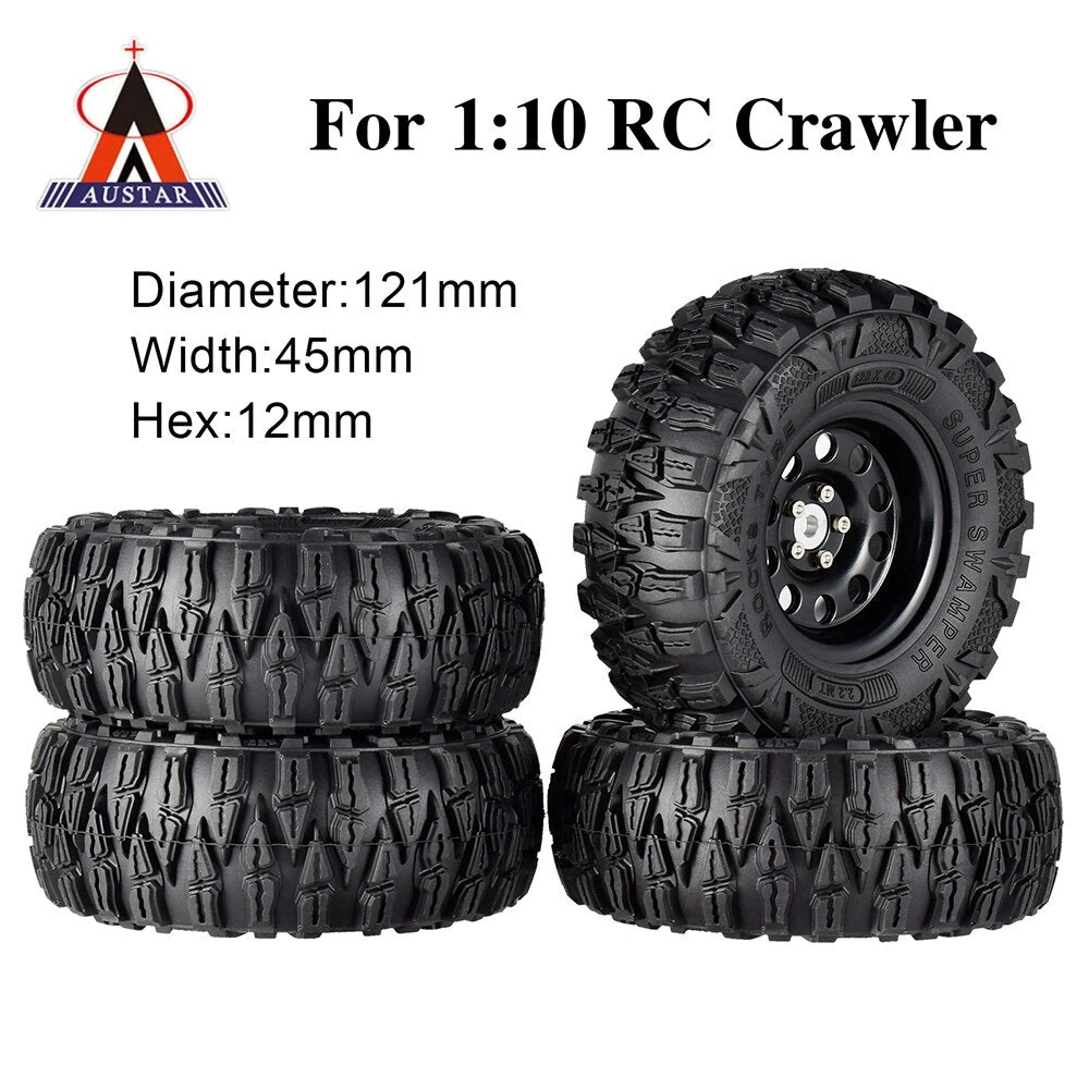4PCS 2.2 Inch Rubber Tyres & Titanium Gray/Black Metal Beadlock Wheel Rim For 1:10 Axial SCX10 Traxxas TRX-4 RC Crawler RC Car 1 4PCS 2.2 Inch Rubber Tyres & Titanium Gray/Black Metal Beadlock Wheel Rim For 1:10 Axial SCX10 Traxxas TRX-4 RC Crawler RC Car