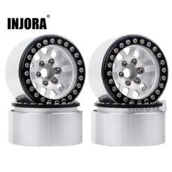 INJORA 4Pcs 1.9 Aluminum Alloy Beadlock 1.9" Wheel Rim Hub For 1/10 RC Crawler TRX4 Axial SCX10&SCX10 II 90046