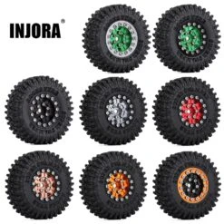 INJORA 52*18mm 1.0" Beadlock Wheel Rims Tires Set For 1/24 RC Crawler Axial SCX24 Deadbolt Gladiator Xiaomi JIMNY (W1022-T2410)