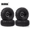 INJORA 4PCS 2.2 Wheel Tires & Metal Beadlock 10 Spoke Wheel Rim For 1/10 RC Rock Crawler Axial SCX10 90046 TRX-4