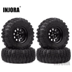 INJORA 4PCS 2.2 Wheel Tires & Metal Beadlock 10 Spoke Wheel Rim For 1/10 RC Rock Crawler Axial SCX10 90046 TRX-4