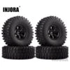 INJORA 4Pcs 1.9" Beadlock Wheel Rim & 1.9 Rubber Tires Set For 1/10 RC Crawler Axial SCX10 90046 RC Car Parts