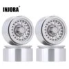 INJORA 4PCS Black/Silver 1.9 Aluminum Alloy Beadlock Wheel Rim For 1:10 RC Crawler Axial SCX10 90046 AXI03007 TRX4 Bronco