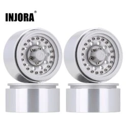 INJORA 4PCS Black/Silver 1.9 Aluminum Alloy Beadlock Wheel Rim For 1:10 RC Crawler Axial SCX10 90046 AXI03007 TRX4 Bronco