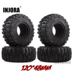 INJORA 4PCS 2.2" Mud Grappler Rubber Tyre 2.2 Wheel Tires 120*48MM For 1:10 RC Rock Crawler TRX4 TRX-6 Axial SCX10 90046