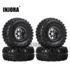 INJORA 4PCS 2.2 Inch Beadlock Wheel Rims & Rubber Tire For 1/10 RC Rock Crawler Axial SCX10 RR10 AX10 Wraith 90048 90018 KM2