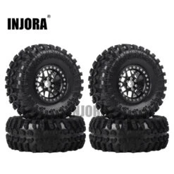 INJORA 4PCS 2.2 Inch Beadlock Wheel Rims & Rubber Tire For 1/10 RC Rock Crawler Axial SCX10 RR10 AX10 Wraith 90048 90018 KM2