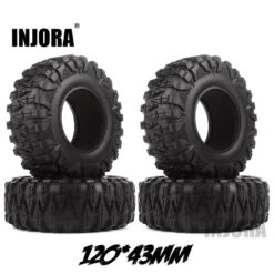 INJORA 4PCS 2.2 Rubber Mud Grappler Tires 120*43MM For 1:10 RC Rock Crawler Axial SCX10 SCX10 II 90046 90047 TRX-4 TRX4