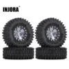INJORA 4PCS CNC 1.0" Beadlock Wheel Rims Tires Set For 1/24 RC Crawler Car Axial SCX24 AXI90081 AXI00001 AXI00002 (W1026-T2410)