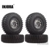 INJORA 4Pcs 1.9 Beadlock Wheel Rim Rubber Tire Set For 1/10 RC Crawler TRX-4 Axial SCX10 90046 D90 Voodoo KLR