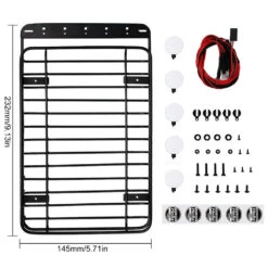 INJORA 232*145mm Metal Roof Rack With 5 LED Lights For 1/10 RC Crawler Car TRX-4 Axial SCX10 90046 SCX10 III AXI03007 -Remote Control Car Shop Haa3a30066c1544a89d566a751695693fg