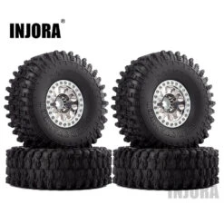 INJORA 4PCS Metal 1.9 Beadlock Wheel Rim Tires Set For 1/10 RC Crawler Car Axial SCX10 90046 TRX-4 Redcat GEN 8