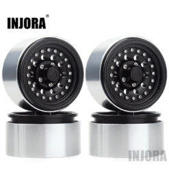 INJORA 4PCS Black/Silver 1.9 Aluminum Alloy Beadlock Wheel Rim For 1:10 RC Crawler Axial SCX10 90046 AXI03007 TRX4 Bronco -Remote Control Car Shop Hb612ebbdeaac4893b1034e08f56eb896W