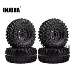 4PCS 2.2 Inch Rubber Tyres & Plastic Beadlock Wheel Rim For 1:10 RC Rock Crawler Axial SCX10 RR10 Wraith Yeti RC Car