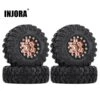 INJORA 4PCS 1.0" Beadlock 52*17mm Wheel Rims Tires Set For 1/24 RC Crawler Car Axial SCX24 90081 AXI00001AX24 (W1022-T2420)