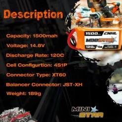 2PCS CNHL 4S 14.8V Lipo Battery 1300mAh 1500mAh 1800mAh 120C Ministar Series With XT60 Plug For RC FPV Drone Quadcopter Airplane -Remote Control Car Shop Hda4f0258a948488397f41342cbc4439c5