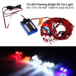 12 Ultra LED Simulation Flashing Bright Light RC Model Lights Kit System For 1/10 1/8 RC Drift HSP TAMIYA CC01 4WD RC Car Truck