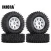 INJORA 4PCS 1.0" CNC Beadlock Micro Crawler Wheel Rims Tires Set For 1/24 RC Crawler Car Axial SCX24 90081 AXI00001 AXI00002