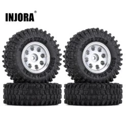 INJORA 4PCS 1.0" CNC Beadlock Micro Crawler Wheel Rims Tires Set For 1/24 RC Crawler Car Axial SCX24 90081 AXI00001 AXI00002