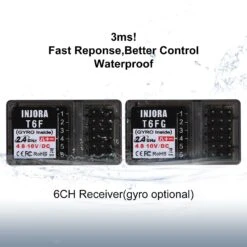 INJORA 2.4GHz Remote Control 6CH Digital Radio Transmitter With Gyro Receiver For 1/8 1/10 RC Car Boat Tank Crawler SCX10 -Remote Control Car Shop Hfaab7dfdb7d545899f46f0ac015cff408