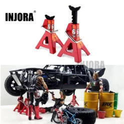 INJORA 2PCS 1:10 Scale Metal Height Adjustable Jack Stands Repair Tool For 1/10 RC Crawler TRX4 Axial SCX10 II Gen8 MST CFX