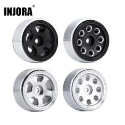 INJORA 4PCS 1.0" CNC Metal Beadlock Wheel Rims For 1/24 RC Crawler Car Axial SCX24 90081 AXI00002 Deadbolt Chevrolet B-17 Betty