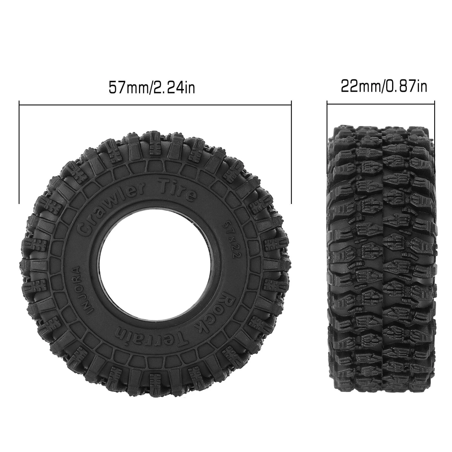 INJORA 57*22mm Super Soft Sticky 1.0 Wheel Tires For 1/18 1/24 RC Crawler Car TRX4M Axial SCX24 AX24 Upgrade (T1016) 5 INJORA 57*22mm Super Soft Sticky 1.0 Wheel Tires For 1/18 1/24 RC Crawler Car TRX4M Axial SCX24 AX24 Upgrade (T1016) - Image 5
