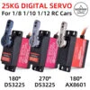 25KG Servo Waterproof RC Servo 1/10 RC Steering Servo Metal Gear High Torque Servo For 1/8 1/12 RC Cars Crawler Buggy Robots