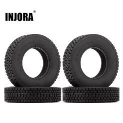 INJORA 4Pcs Rubber Tyres Wheel Tires With Sponge For 1:14 Tamiya Tractor RC Car Truck