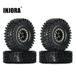 INJORA 1.0 Beadlock Brass Wheel Rims Tires Set 64*24mm For 1/18 1/24 RC Crawler Car Axial SCX24 FMS FCX24 Upgrade (W1005-T1011)