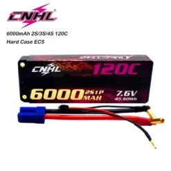 CNHL 2S 3S 4S 7.6V 11.4V 15.2V Lipo Battery 6000mAh 120C HV Hard Case With EC5 Plug For RC Car Boat Airplane Truck Tank Vehicle