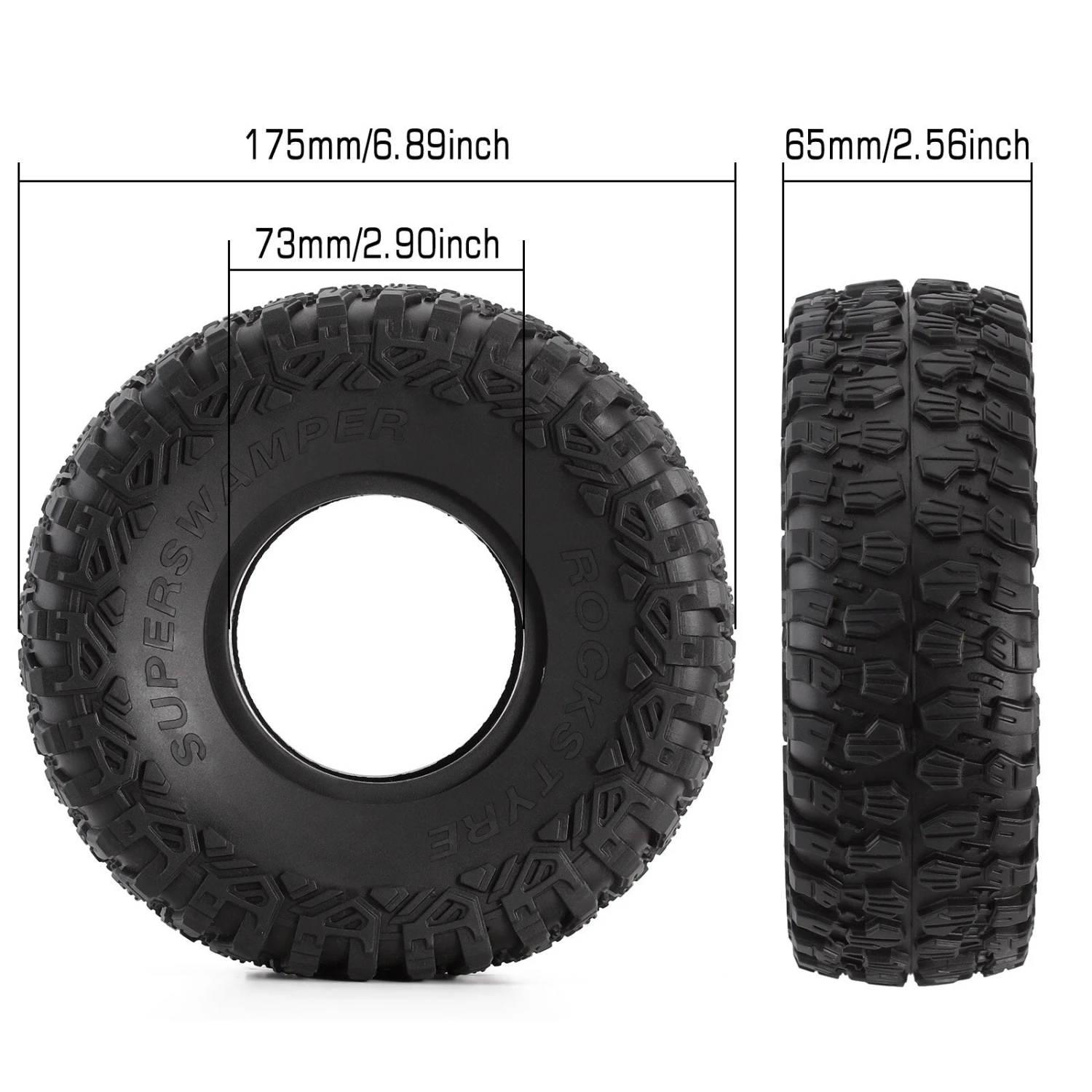 INJORA 2/4PCS 175*73mm 2.9" Terrain Wheel Tires For 1/6 RC Rock Crawler Car Axial SCX6 Jeep JLU Wrangler Trail Honcho 4WD RTR 7 INJORA 2/4PCS 175*73mm 2.9" Terrain Wheel Tires For 1/6 RC Rock Crawler Car Axial SCX6 Jeep JLU Wrangler Trail Honcho 4WD RTR - Image 7