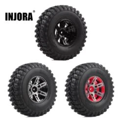 INJORA 1.9 Beadlock Wheel Rim Rubber Tire 4PCS Set For 1/10 RC Crawler TRX-4 Axial SCX10 90046 D90
