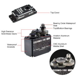 9imod DS25MG 25kg Waterpoof Servo 180°/270° Full Aluminum Case Metal Gear High Torque For 1/8 1/10 1/12 RC Car/Robot/Boat DIY -Remote Control Car Shop S4d4331c1f6354229924ffc7b833abb656