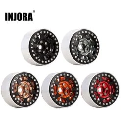 INJORA 1.9 Beadlock Wheel Rim Hub CNC Aluminum 4PCS For 1/10 RC Crawler Car TRX4 Axial SCX10 90046 Redcat Gen8 MST