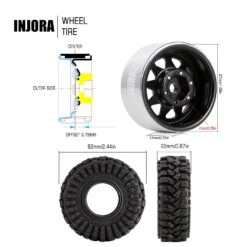 INJORA -3.78mm Offset 1.0 Beadlock Wheel Rims Tires Set For 1/18 1/24 RC Crawler Car Axial SCX24 FMS FCX24 TRX4M (W1004-T1014) -Remote Control Car Shop S5b97078bcb134ca589fa6db0cb1a25f1K