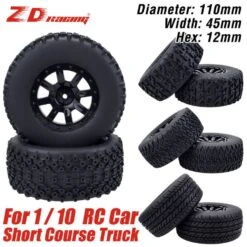 ZD Racing 110mm RC Wheels And Tires 12mm Hex For 1/10 RC Car Short-course Truck Desert Truck Redcat HSP Traxxas Slash HPI