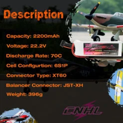 2PCS CNHL 6S Lipo Battery 2200mAh 22.2V 70C With XT60 Plug For RC Airplane Quadcopter Helicopter Drone FPV Car Boat Racing Hobby -Remote Control Car Shop S707b46f542364c83859f24e2cb61b1d5G