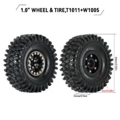 INJORA 1.0 Beadlock Brass Wheel Rims Tires Set 64*24mm For 1/18 1/24 RC Crawler Car Axial SCX24 FMS FCX24 Upgrade (W1005-T1011) -Remote Control Car Shop S888e5e59de21415093071f9d5f440fc4b