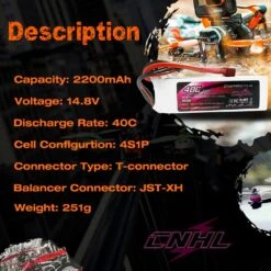 2pcs CNHL 4S 14.8V 2200mAh Lipo Battery 30C 40C 70C With XT60 T Dean Plug For RC Airplane Car FPV Helicopter Drone Quadcopter -Remote Control Car Shop Sa1ccb0a952f244cab9b5a66de68f4cf48