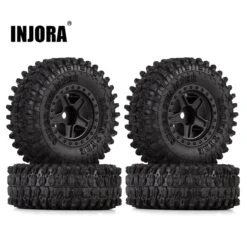 INJORA 1.0 Beadlock Wheel Plastic 5-Spokes Rims Tires Set For 1/24 RC Crawler Car Axial SCX24 AX24 Upgrade Parts