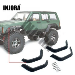 INJORA 1:10 RC Crawler Black Rubber Fender Flares For Axial SCX10 II 90046 90047 Body Car Shell