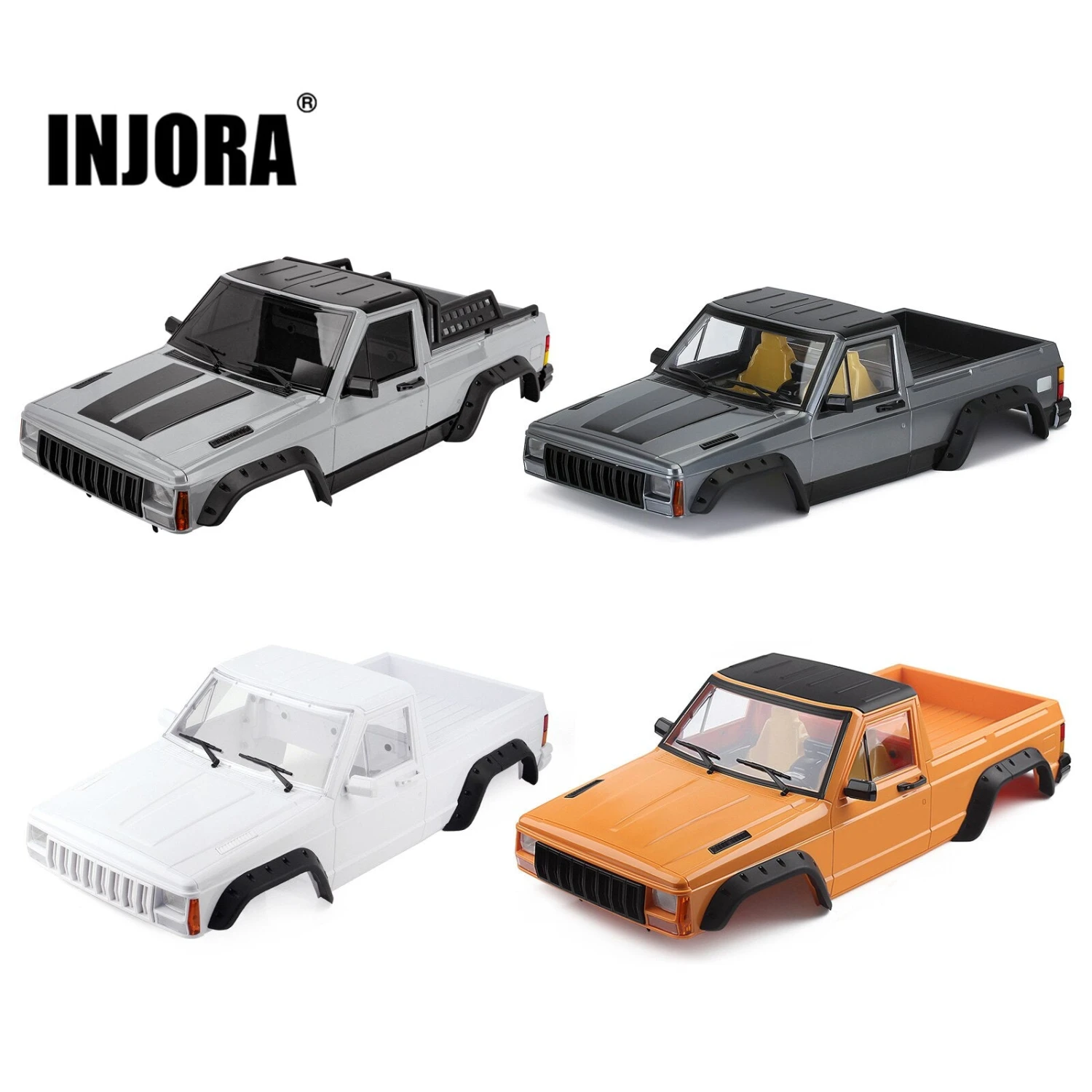 INJORA 313mm Wheelbase Pickup Truck Cherokee Body Shell Kit For 1/10 RC Crawler Car Axial SCX10 & SCX10 II 90046 1 INJORA 313mm Wheelbase Pickup Truck Cherokee Body Shell Kit For 1/10 RC Crawler Car Axial SCX10 & SCX10 II 90046