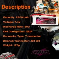 2pcs CNHL 2S 7.4V Lipo Battery 2200mAh 30C 40C 70C With T Deans XT60 Plug For FPV Quadcopter Drone Airplane Helicopter Car Hobby -Remote Control Car Shop Sb124cd6cceea4b3fb9959f698fd3a9f1K