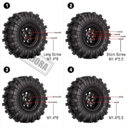 INJORA 1.0 Beadlock Wheel Mud Tires Set Deep Dish Negative Offset 3.78mm For RC Crawler Car Axial SCX24 Enduro24 (W1004-T1007) -Remote Control Car Shop Sb39a3c42d9ee407daefd0d5f886afecbE