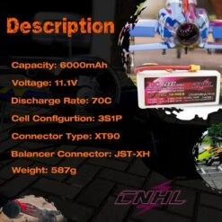 CNHL Lipo 3S 11.1V Battery 6000mAh 70C G+PLUS With XT90 Plug For RC Car Airplane Helicopter Jet Edf Speedrun Truck Buggy Truggy -Remote Control Car Shop Sb559f1002856407b9353a4a631e193fdi