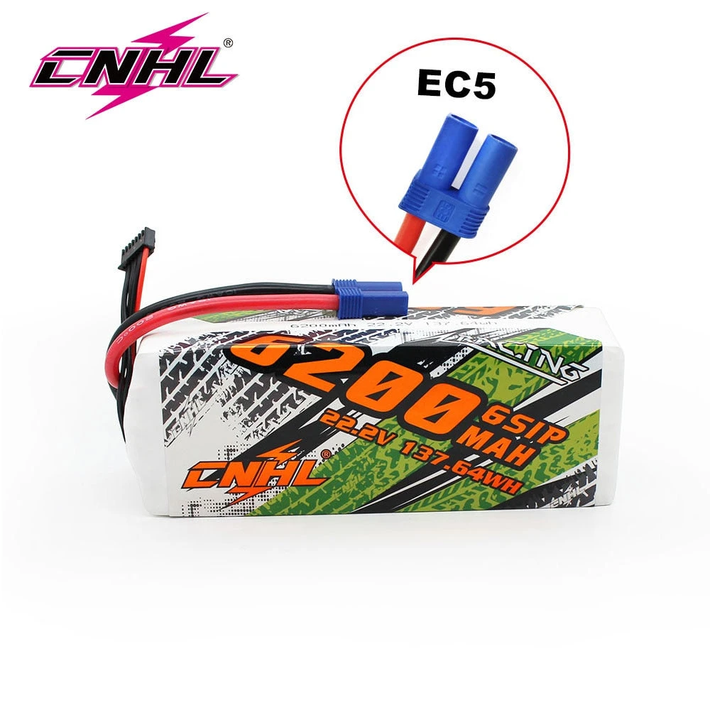 CNHL Lipo 6S 22.2V Battery 6200mAh 90C With EC5 Plug For RC Cars Parts Boats Helicopter Airplane Truggy Buggy Vehicle Speedrun 1 CNHL Lipo 6S 22.2V Battery 6200mAh 90C With EC5 Plug For RC Cars Parts Boats Helicopter Airplane Truggy Buggy Vehicle Speedrun